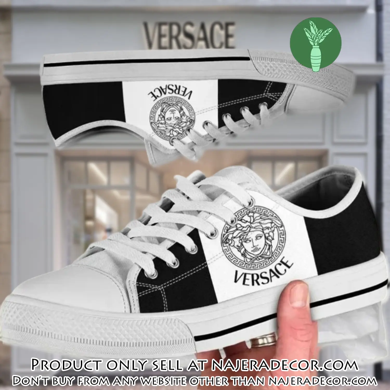 Versace medusa golden white low top canvas shoes luxury brand gifts for men women njr2651464